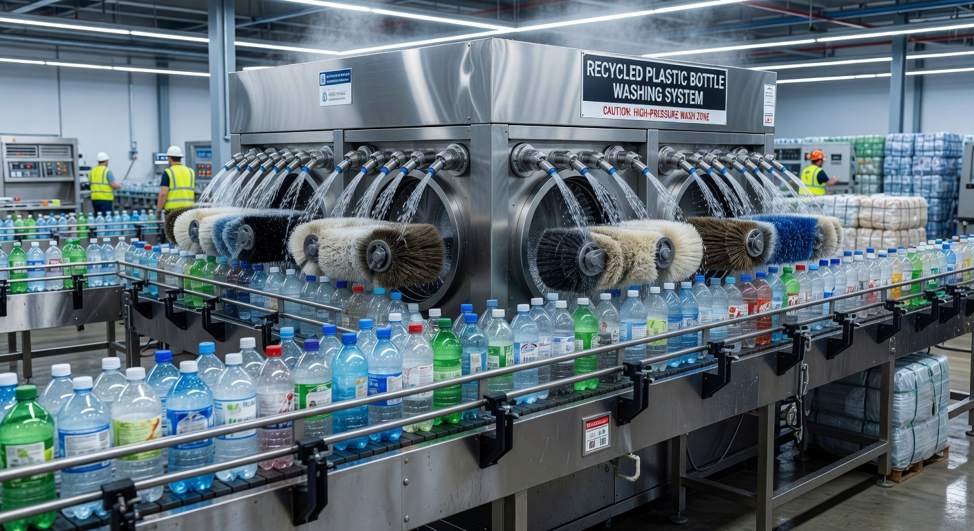 Industrial bottle washing machine for PET plastic recycling