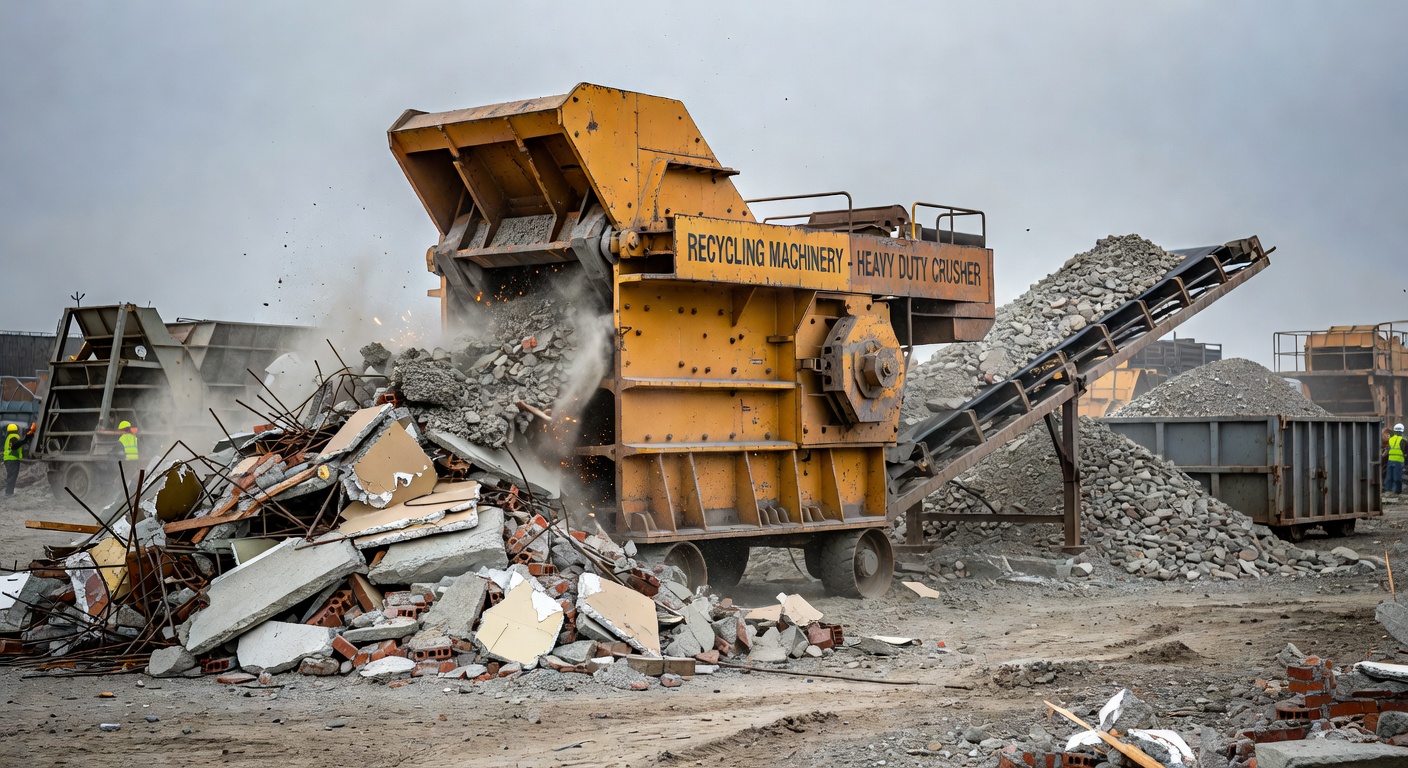 Industrial concrete crusher for demolition waste recycling