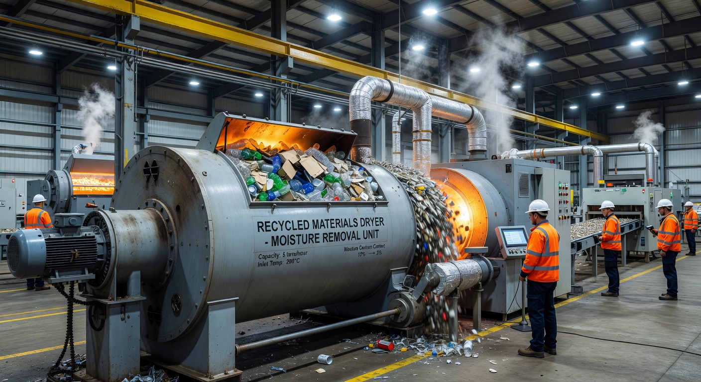 Industrial thermal dryer for plastic flake after washing process