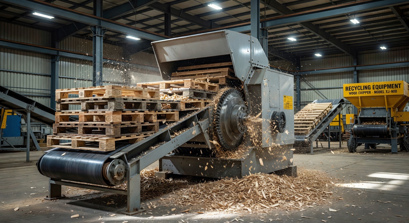 Wood grinder machine for pallet and timber waste